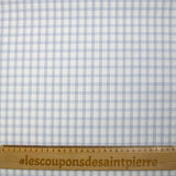 Popeline polycoton tissée-teinte à carreaux Auguste gris bleuté fond blanc