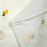 Broderie anglaise brodée citron fond blanc