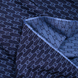 Jacquard polyviscose médaillon fond marine