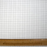 Popeline polycoton tissée-teinte à carreaux Hippolyte gris fond blanc