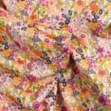 Coton imprimé Matilde fleurs orange et fuchsia au mètre