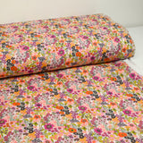 Coton imprimé Matilde fleurs orange et fuchsia au mètre