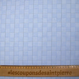 Popeline polycoton tissée-teinte à carreaux Théodore fond bleu
