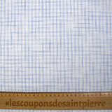 Popeline polycoton tissée-teinte à carreaux Arsène bleu fond blanc