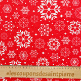 Polycoton Print Snow Red Background
