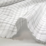 Popeline polycoton tissée-teinte à carreaux Arsène gris fond blanc