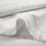 Popeline polycoton tissée-teinte à carreaux Hippolyte gris fond blanc