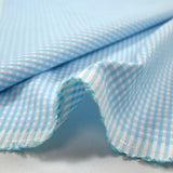 Popeline polycoton tissée-teinte à carreaux Adrien bleu et cyan fond blanc