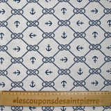 Polycoton imprimé nœud et encre fond blanc