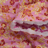 Double gauze padded double side Indian bihar pink and white background per meter