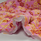 Double gauze padded double side Indian bihar pink and white background per meter