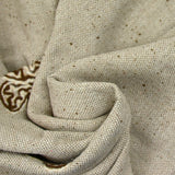 Polyviscose natté motifs floraux floqués marron