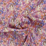 Coton imprimé Matilde fleurs corail et lavande au mètre