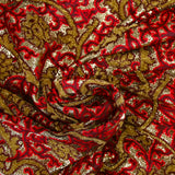 Maille lurex Versailles rouge fond doré