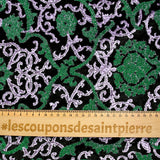 Maille lurex arabesque vert fond noir