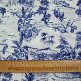 100% Lin imprimé nature vivante marine fond blanc