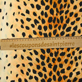 Satin polyester imprimé guépard fond camel