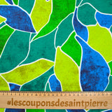 Polycoton imprimé forme vert et bleu