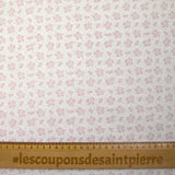 Piqué de coton imprimé brindille dans le vent vieux rose fond blanc