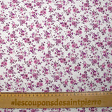 Piqué de coton imprimé les fleurs de Louna violet fond blanc
