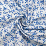 Piqué de coton imprimé les fleurs de Louna bleu fond blanc