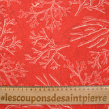 Polycoton imprimé corail fond orange