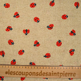 Polycoton imprimé coccinelle fond ficelle