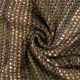Tweed de laine mélangée Apolline fond vert forêt, camel et noir