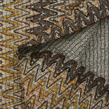 Tweed de coton et soie chevrons marron, beige et orange