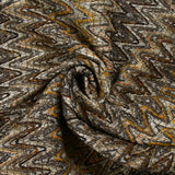 Tweed de coton et soie chevrons marron, beige et orange
