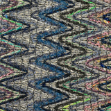 Tweed de coton et soie chevrons bleu pétrole et gris