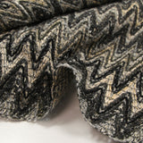 Tweed de coton et soie chevrons noir et gris