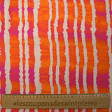 Viscose imprimée rayée effet tie & dye orange et fuchsia