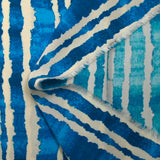 Viscose imprimée rayée effet tie & dye bleu