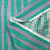 Coton et viscose imprimé doupionné rayé turquoise et mauve