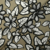 Lin viscose imprimé contour floral fond taupe