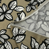 Lin viscose imprimé contour floral fond taupe