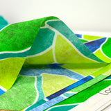 Polycoton imprimé forme vert et bleu