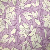Lin et coton imprimé fleurs en feuilles violet