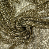 Mousseline rayée dorée imprimée camouflage vert