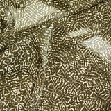 Mousseline rayée dorée imprimée camouflage vert