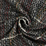 Tweed de laine mélangée Sidonie ligne blanche fond noir, blanc et multicolore