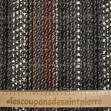 Tweed de laine mélangée Olympe rayé fond anthracite