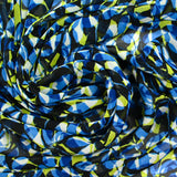 Mousseline imprimée abstrait bleu et vert fond noir