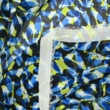 Mousseline imprimée abstrait bleu et vert fond noir