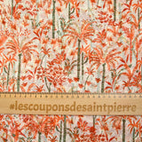Mousseline imprimée palmier camel fond blanc