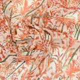 Mousseline imprimée palmier camel fond blanc