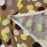 Twill de viscose imprimé tache de pois fond taupe