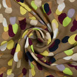 Twill de viscose imprimé tache de pois fond taupe