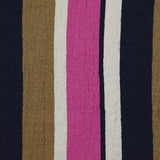 Viscose gaufrée imprimée rayée magenta, taupe et marine